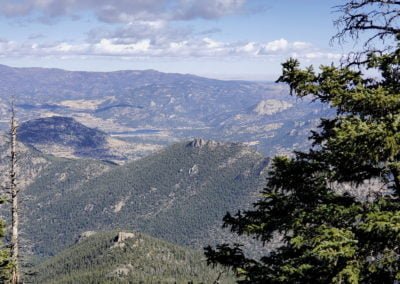 View east from the summit with Lake Estes below