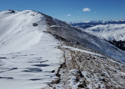 Looking back along the route to a false summit