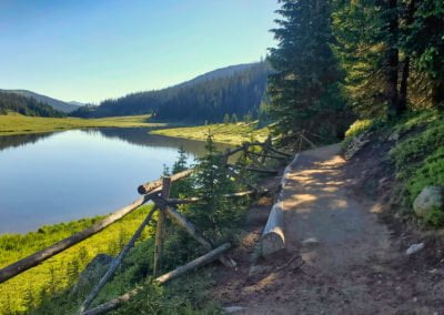 The trail begins at Poudre Lake