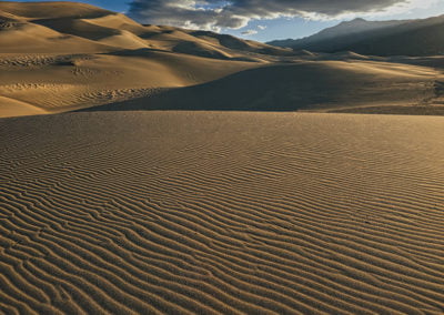 Great Sand Dunes National Park is located in the San Luis Valley of Colorado, USA and covers an area of over 30 square miles.