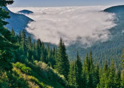 Inversion layer of clouds in the early morning make for stunning views.