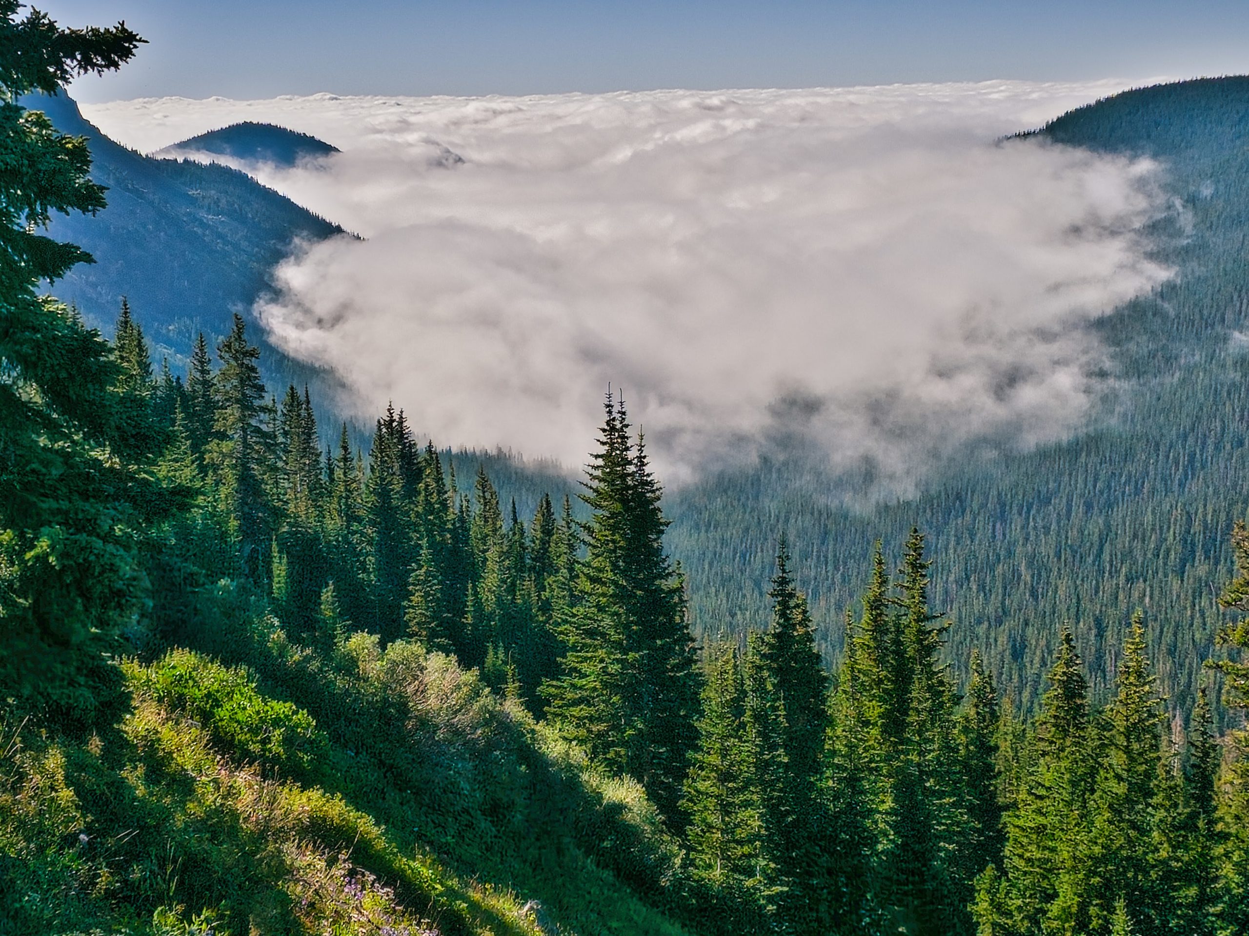 Inversion layer of clouds in the early morning make for stunning views.