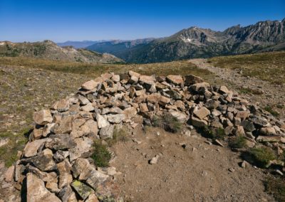 A windbreak at the top of Arapaho Pass.