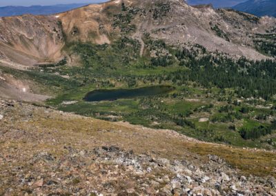 Satanta Peak with Caribou Lake on the west side of the Continental Divide.